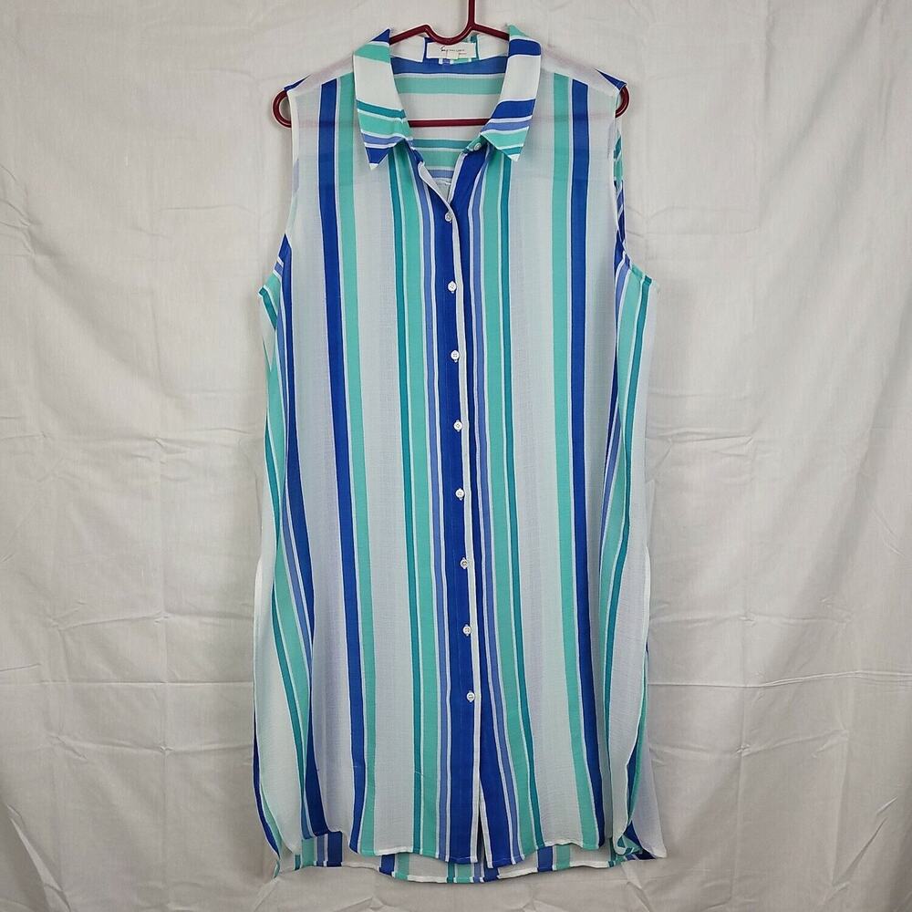 Turo‎ By Vince Camuto Womens Multicolor Striped Sleeveless Swimset Cover Size XL